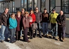 Group of people outside Parastone building