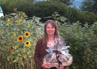 Jayne Magri holding a gift basket