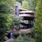 Home designed with a waterfall feature
