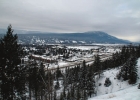 Aerial photo of Radium in winter