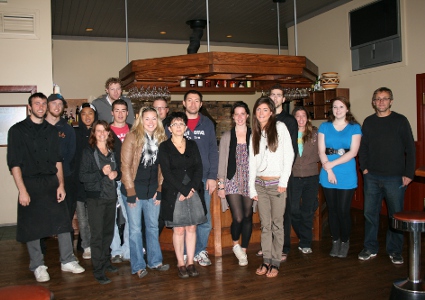 A group of people at a restaurant
