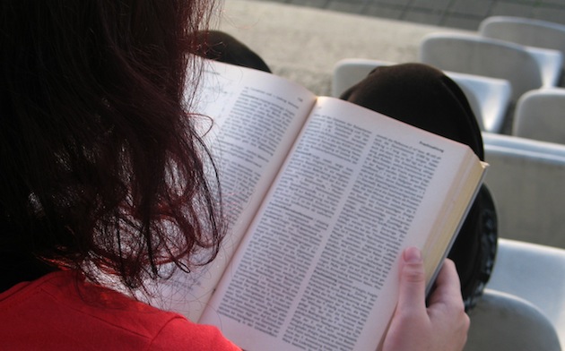 person reading a book