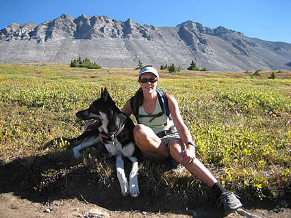 lady sitting with her dog